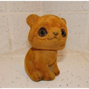 Vintage Josep Original Fuzzy Flocked Brown Bear Cub 1970s kitsch collectable